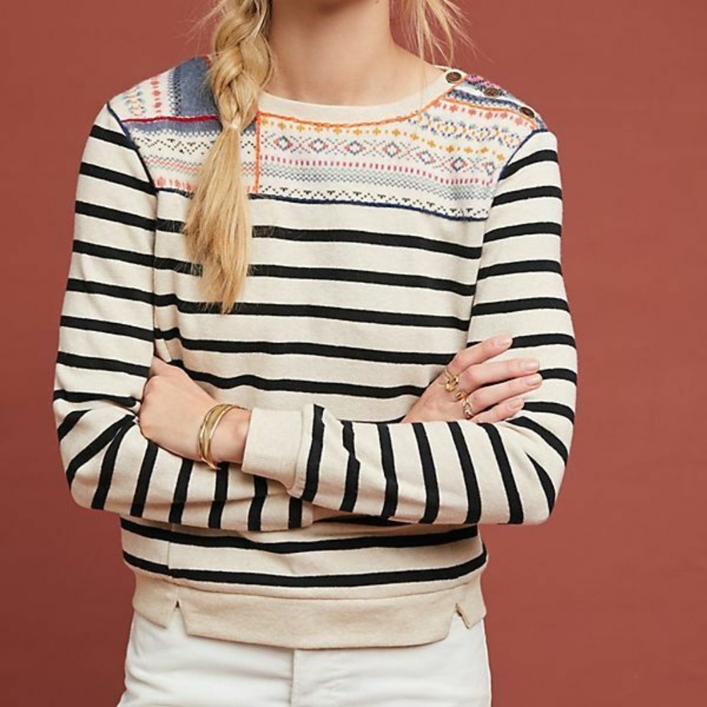 Anthropologie Finn Striped Pullover Top new SIZE LP PL petite size - Picture 6 of 9